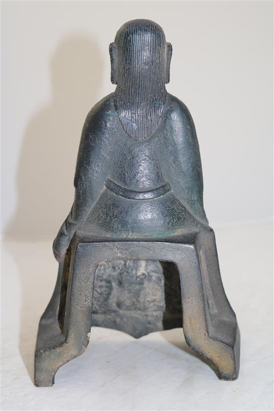 A Chinese bronze figure of Hsuan Tien Shang Ti, Ming dynasty or later, 24.5cm